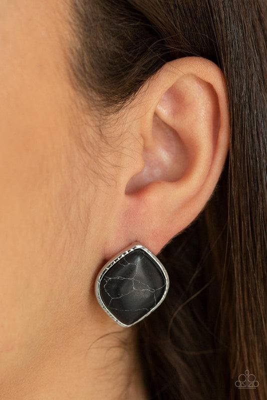 Paparazzi Accessories - Marble Marvel - Black Post Earrings - Bling by JessieK
