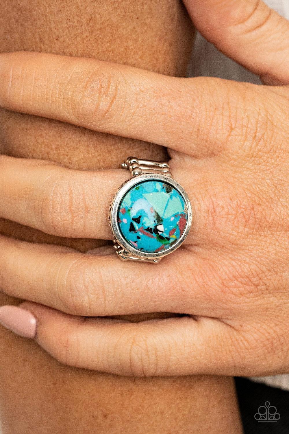 Paparazzi Accessories - Marble Mosaic - Blue Ring - Bling by JessieK