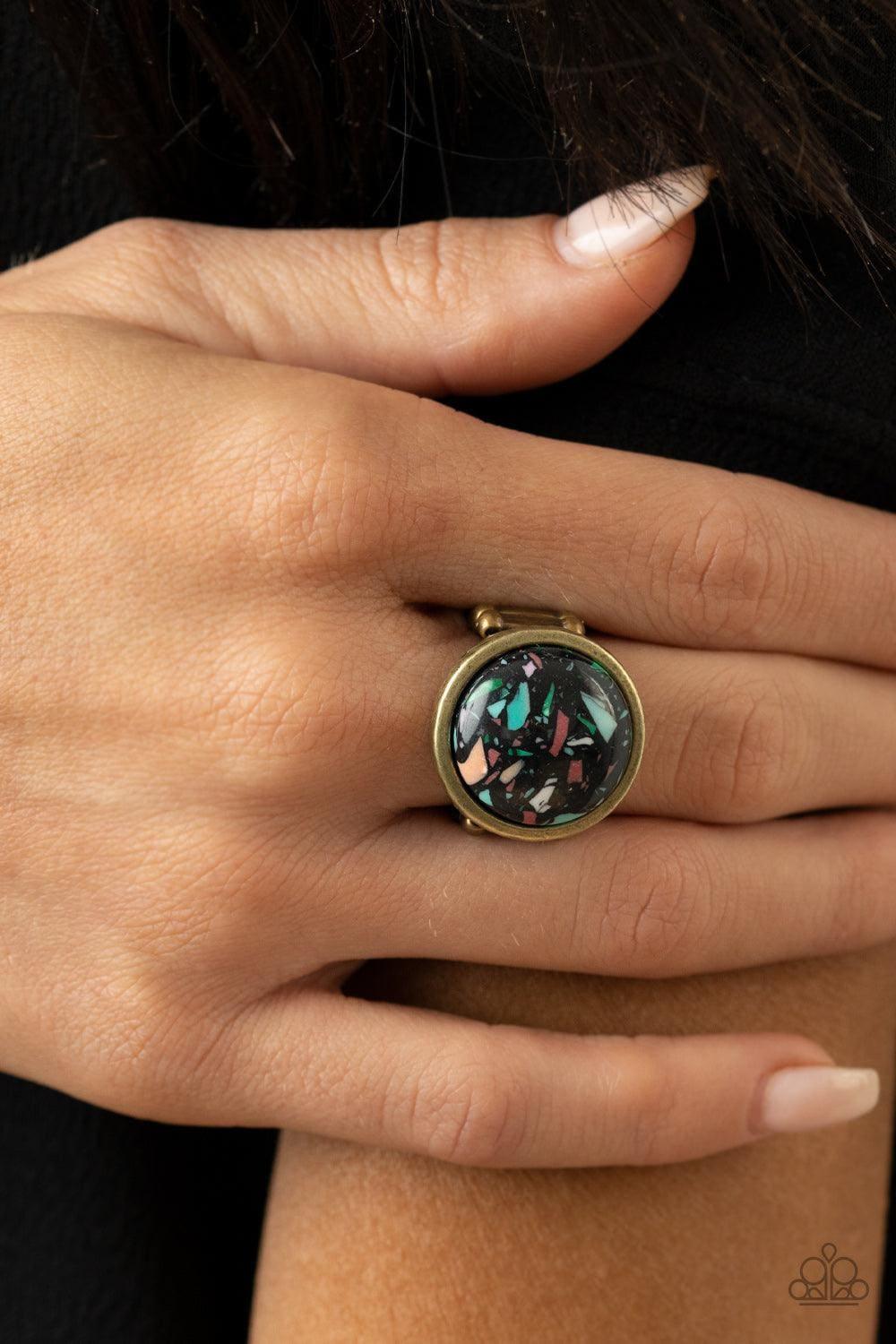 Paparazzi Accessories - Marble Mosaic - Brass Ring - Bling by JessieK