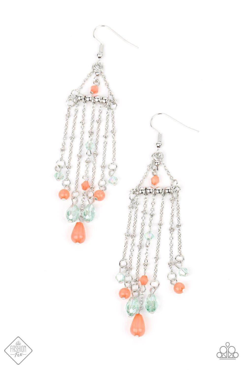 Paparazzi Accessories - Marina Breeze - Coral & Basil Earrings - Bling by JessieK