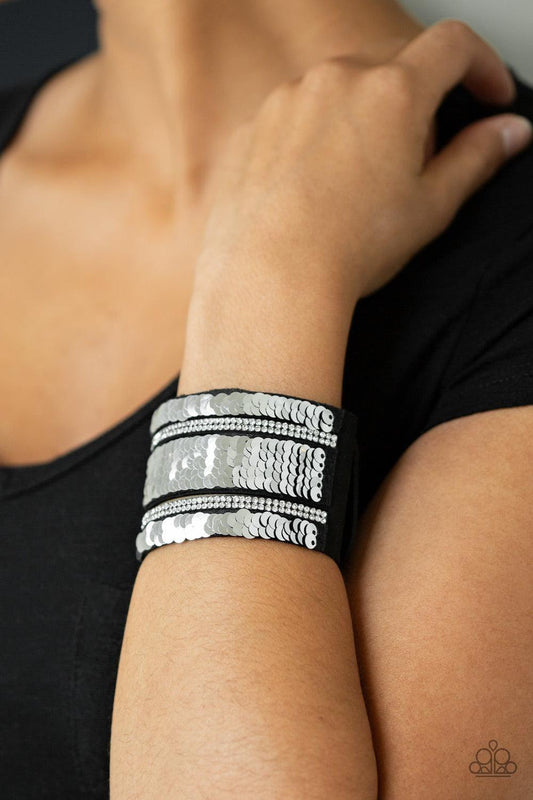 Paparazzi Accessories - Mermaid Service - Blue/silver Snap Bracelet - Bling by JessieK