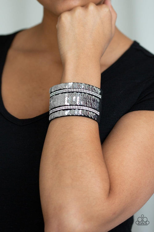 Paparazzi Accessories - Mermaid Service - Red/silver Snap Bracelet - Bling by JessieK