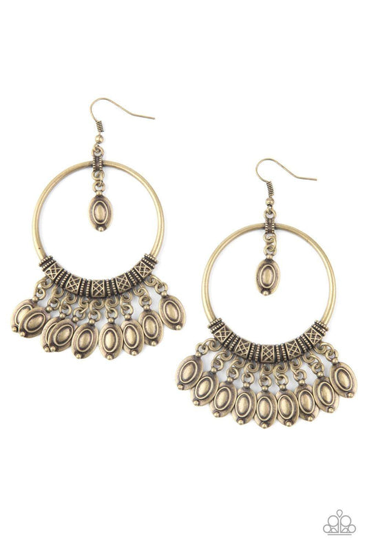 Paparazzi Accessories - Metallic Harmony - Brass Earring - Bling by JessieK