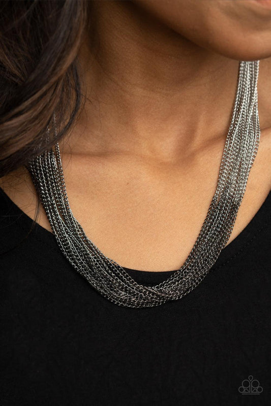 Paparazzi Accessories - Metallic Merger - Black Necklace - Bling by JessieK