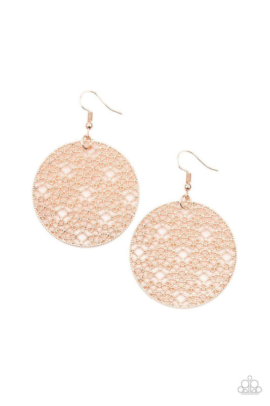 Paparazzi Accessories - Metallic Mosaic - Rose Gold Earrings - Bling by JessieK