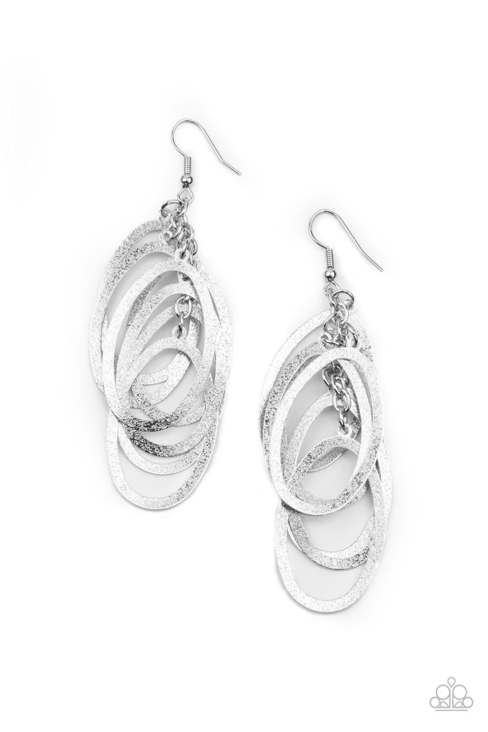 Paparazzi Accessories - Mind Oval Matter - Silver Earrings - Bling by JessieK