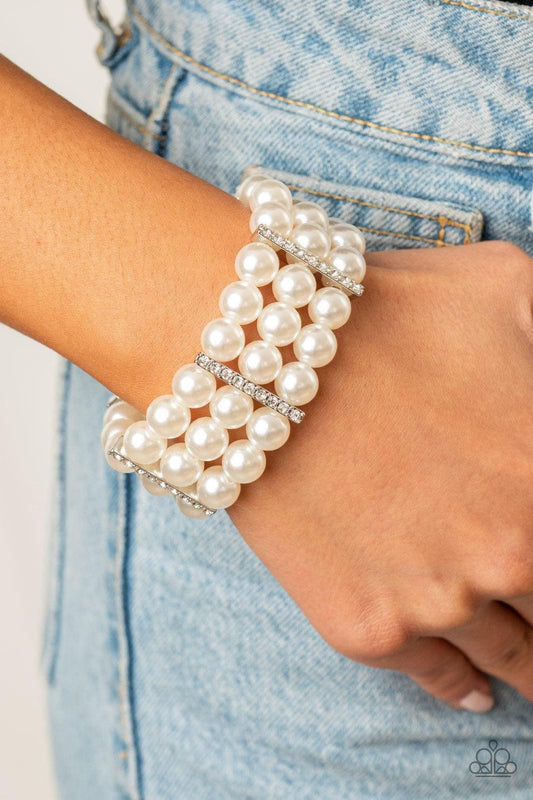 Paparazzi Accessories - Modern Day Majesty - White Bracelet - Bling by JessieK