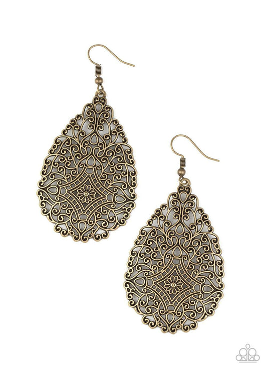 Paparazzi Accessories - Napa Valley Vintage - Brass Earrings - Bling by JessieK