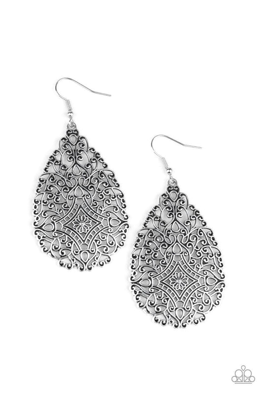 Paparazzi Accessories - Napa Valley Vintage - Silver Earrings - Bling by JessieK