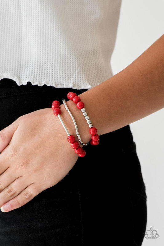 Paparazzi Accessories - New Adventures - Red Bracelet - Bling by JessieK