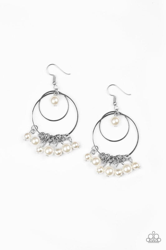 Paparazzi Accessories - New York Attraction - White Earrings - Bling by JessieK
