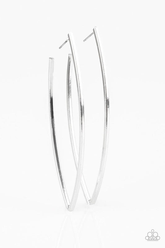 Paparazzi Accessories - Nothing But Trouble - Silver Hoop Earrings - Bling by JessieK