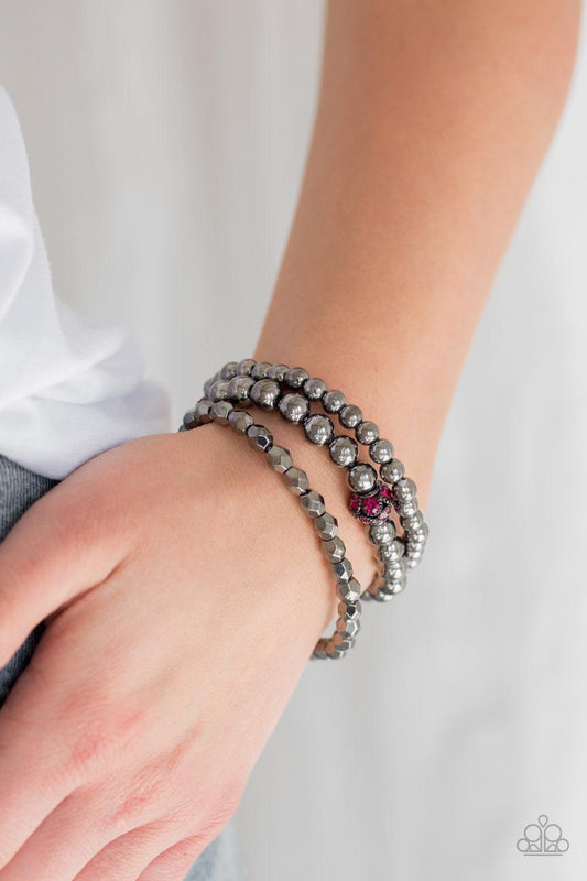 Paparazzi Accessories - Noticeably Noir - Pink Bracelet - Bling by JessieK