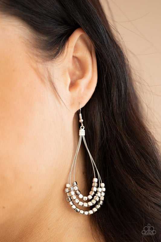 Paparazzi Accessories - Off The Blocks Shimmer - Silver Earrings - Bling by JessieK