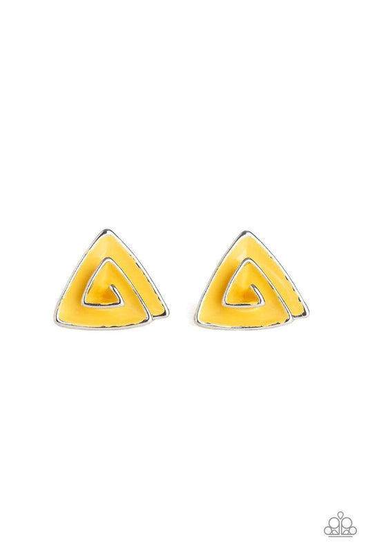 Paparazzi Accessories - On Blast - Yellow Post Earrings - Bling by JessieK