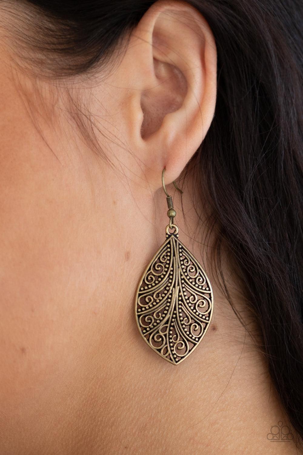 Paparazzi Accessories - One Vine Day - Brass Earrings - Bling by JessieK