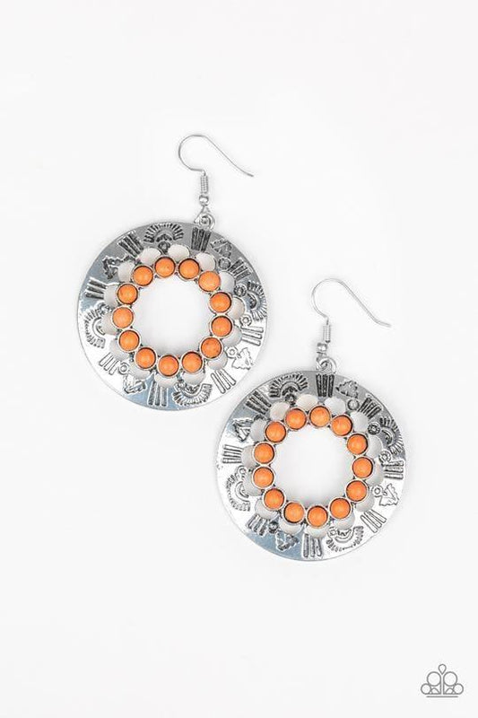 Paparazzi Accessories - Organically Omega - Orange Earrings - Bling by JessieK