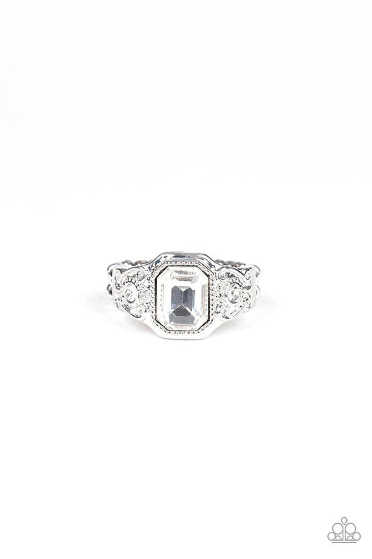 Paparazzi Accessories - Out For The Countess - White Ring - Bling by JessieK