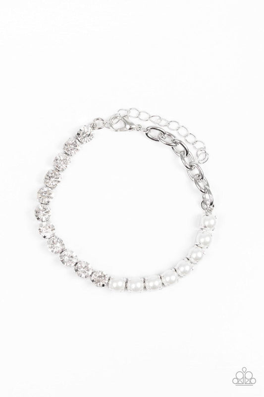 Paparazzi Accessories - Out Like a Socialite - White Bracelet - Bling by JessieK