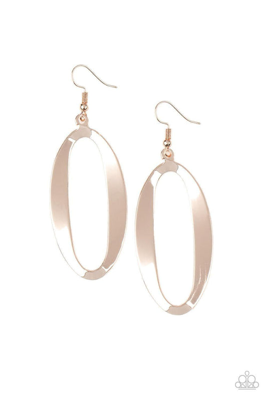 Paparazzi Accessories - Oval My Head - Rose Gold Earrings - Bling by JessieK