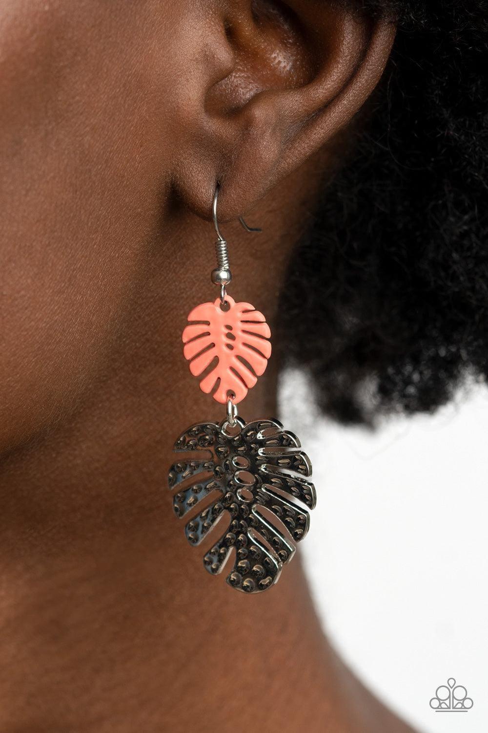 Paparazzi Accessories - Palm Tree Cabana - Orange Coral Earrings - Bling by JessieK