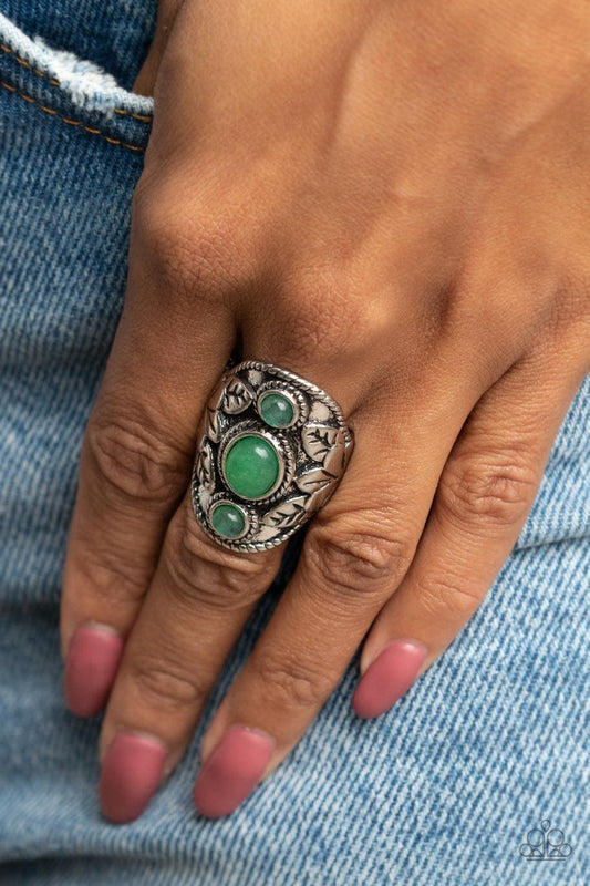 Paparazzi Accessories - Palms Up - Green Ring - Bling by JessieK