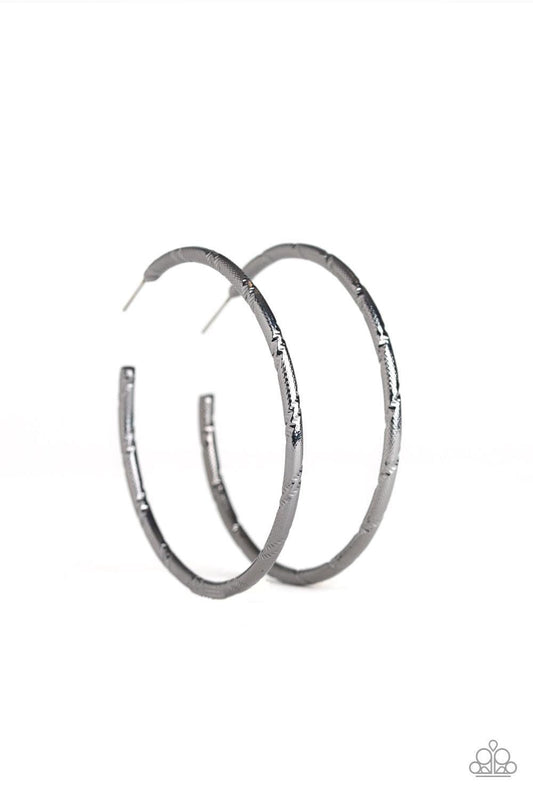 Paparazzi Accessories - Paparazzi Jewelry a Double Take - Black Hoop Earrings - Bling by JessieK
