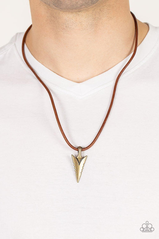 Paparazzi Accessories - Pharaohs Arrow - Brass Urban Necklace - Bling by JessieK