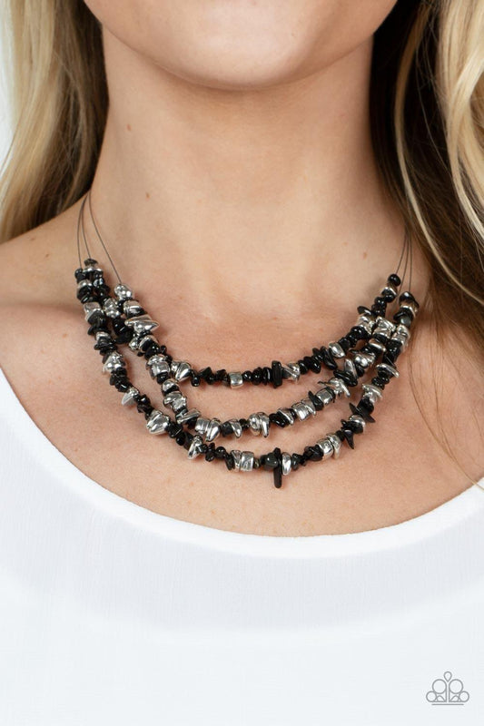 Paparazzi Accessories - Placid Pebbles - Black Necklace - Bling by JessieK