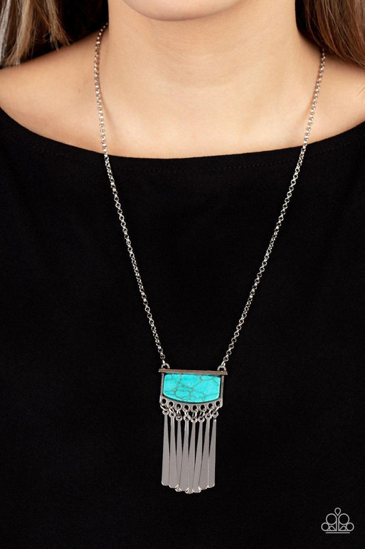 Paparazzi Accessories - Plateau Pioneer - Blue Necklace - Bling by JessieK