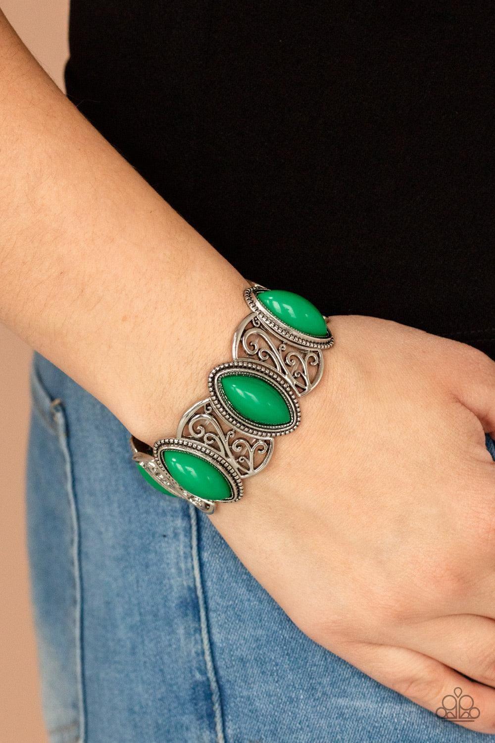 Paparazzi Accessories - Pop, Skip, And a Jump - Green Bracelet - Bling by JessieK
