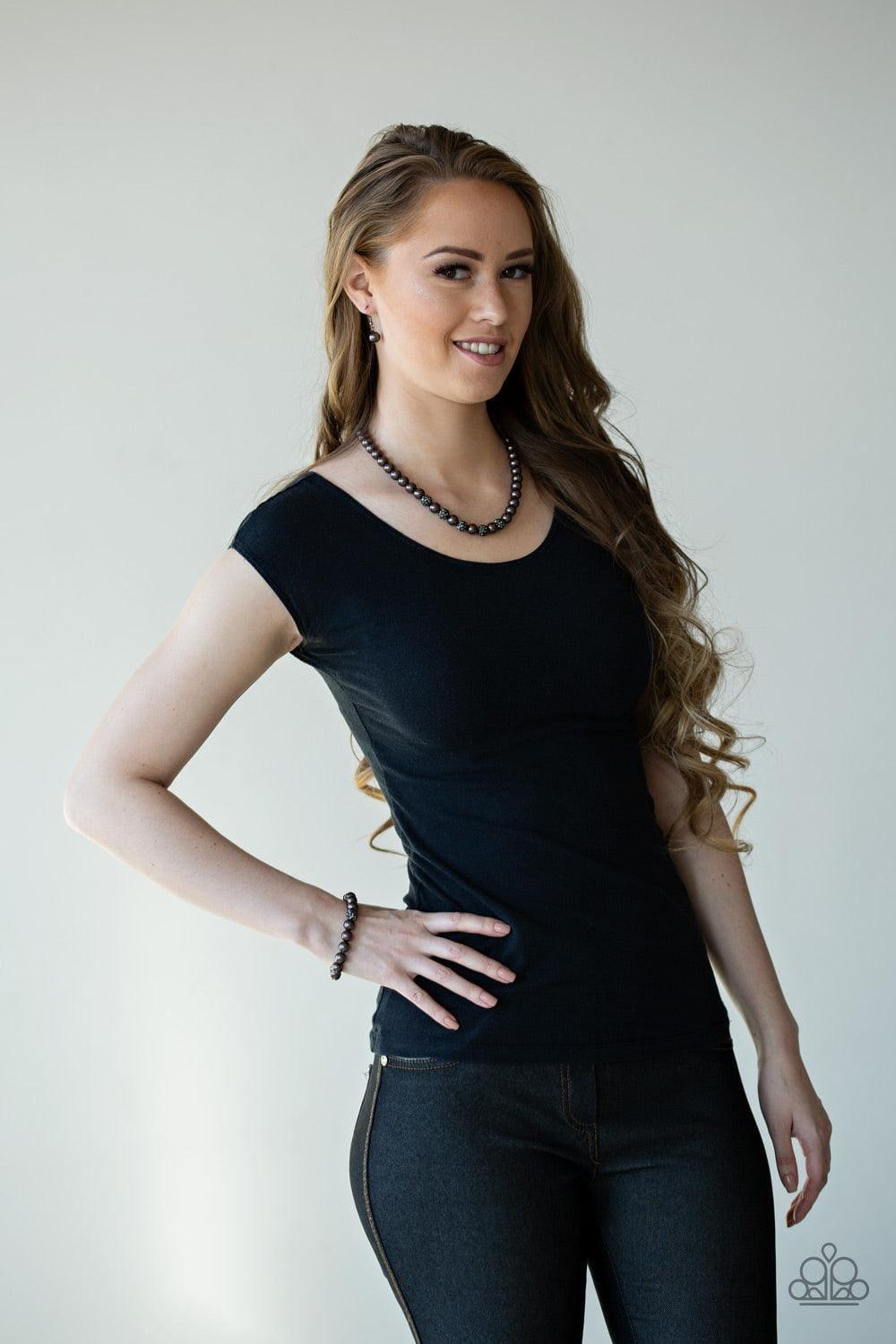 Paparazzi Accessories - Posh Boss - Black Pearl Necklace - Bling by JessieK