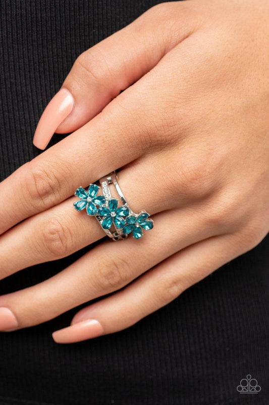 Paparazzi Accessories - Posh Petals - Blue Ring - Bling by JessieK