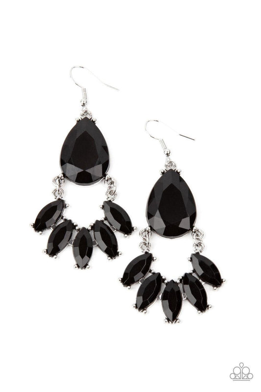 Paparazzi Accessories - Powerhouse Call - Black Earrings - Bling by JessieK