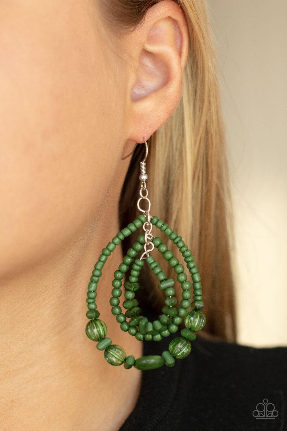 Paparazzi Accessories - Prana Party - Green Earrings - Bling by JessieK