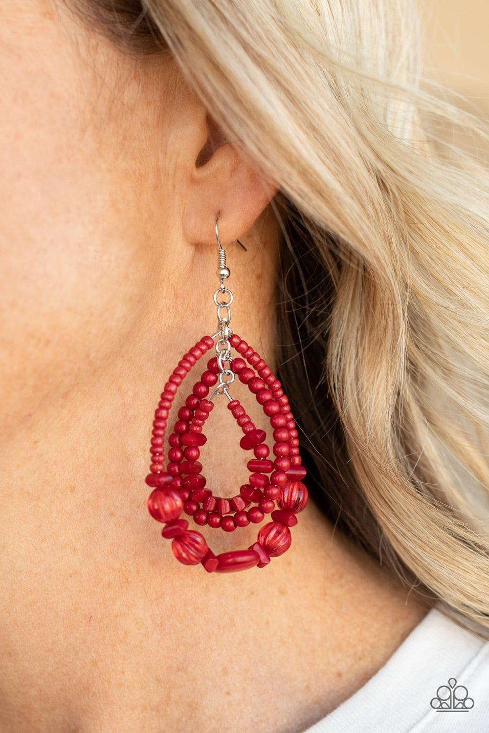 Paparazzi Accessories - Prana Party - Red Earrings - Bling by JessieK