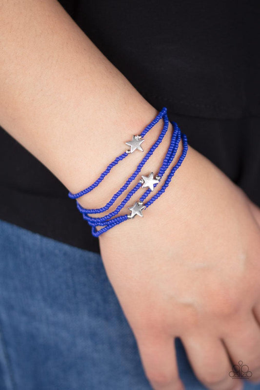 Paparazzi Accessories - Pretty Patriotic - Blue Bracelet - Bling by JessieK