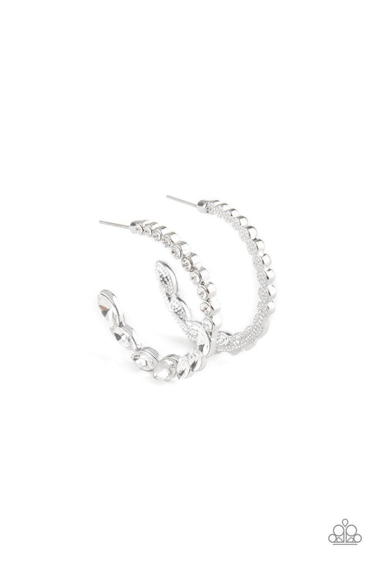 Paparazzi Accessories - Prime Time Princess - White Hoop Earrings - Bling by JessieK