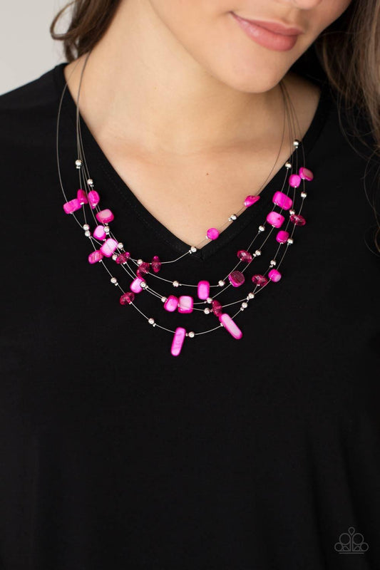 Paparazzi Accessories - Prismatic Pebbles - Pink Necklace - Bling by JessieK