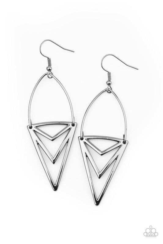 Paparazzi Accessories - Proceed With Caution - Black Earrings - Bling by JessieK
