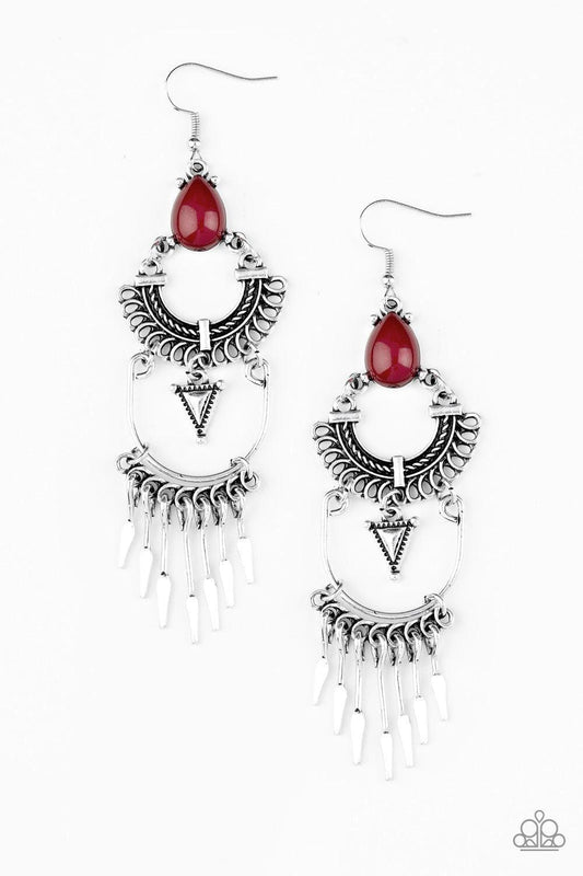 Paparazzi Accessories - Progressively Pioneer - Red Earrings - Bling by JessieK