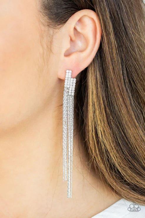 Paparazzi Accessories - Radio Waves White Earrings - Bling by JessieK
