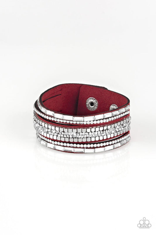 Paparazzi Accessories - Rebel In Rhinestones - Red Bracelet - Bling by JessieK
