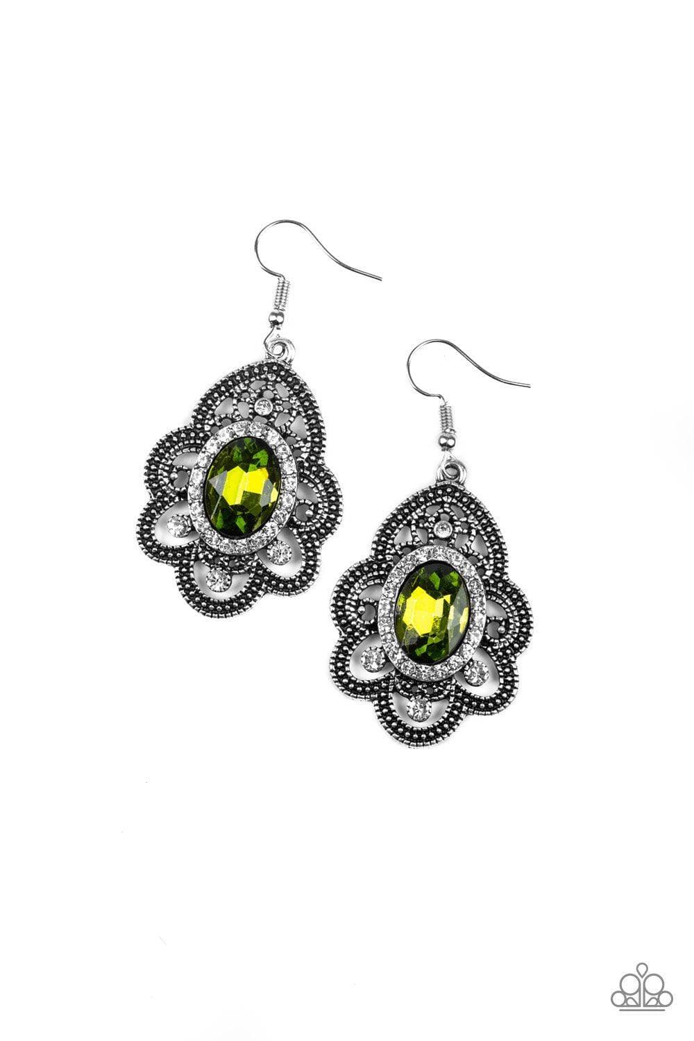 Paparazzi Accessories - Reign Supreme - Green Earrings - Bling by JessieK