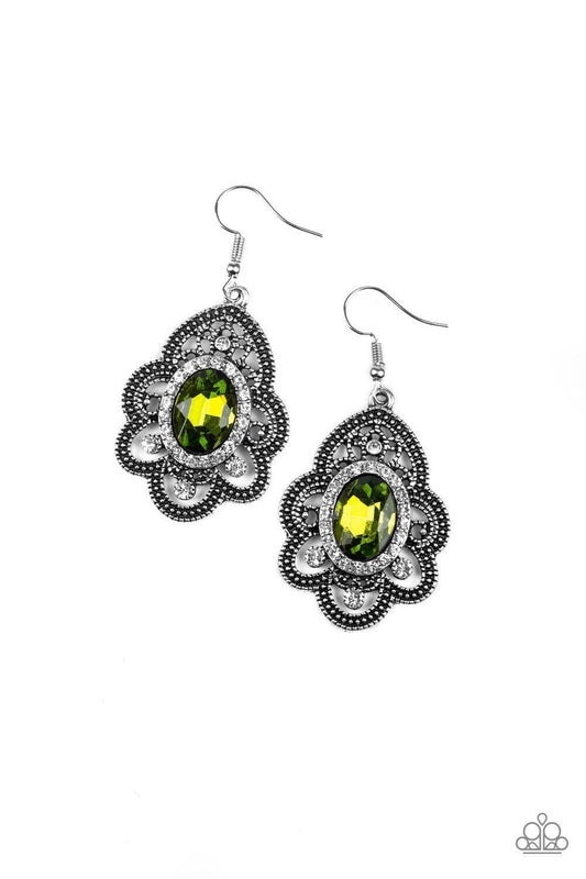 Paparazzi Accessories - Reign Supreme - Green Earrings - Bling by JessieK