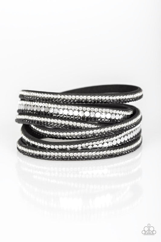 Paparazzi Accessories - Rock Star Attitude - Black/white Double Snap Bracelet - Bling by JessieK