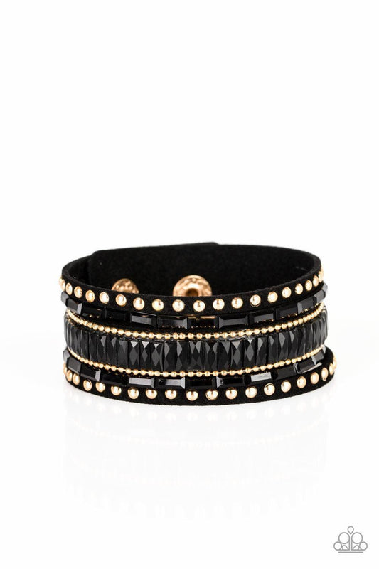 Paparazzi Accessories - Rock Star Rocker - Gold Snap Bracelet - Bling by JessieK