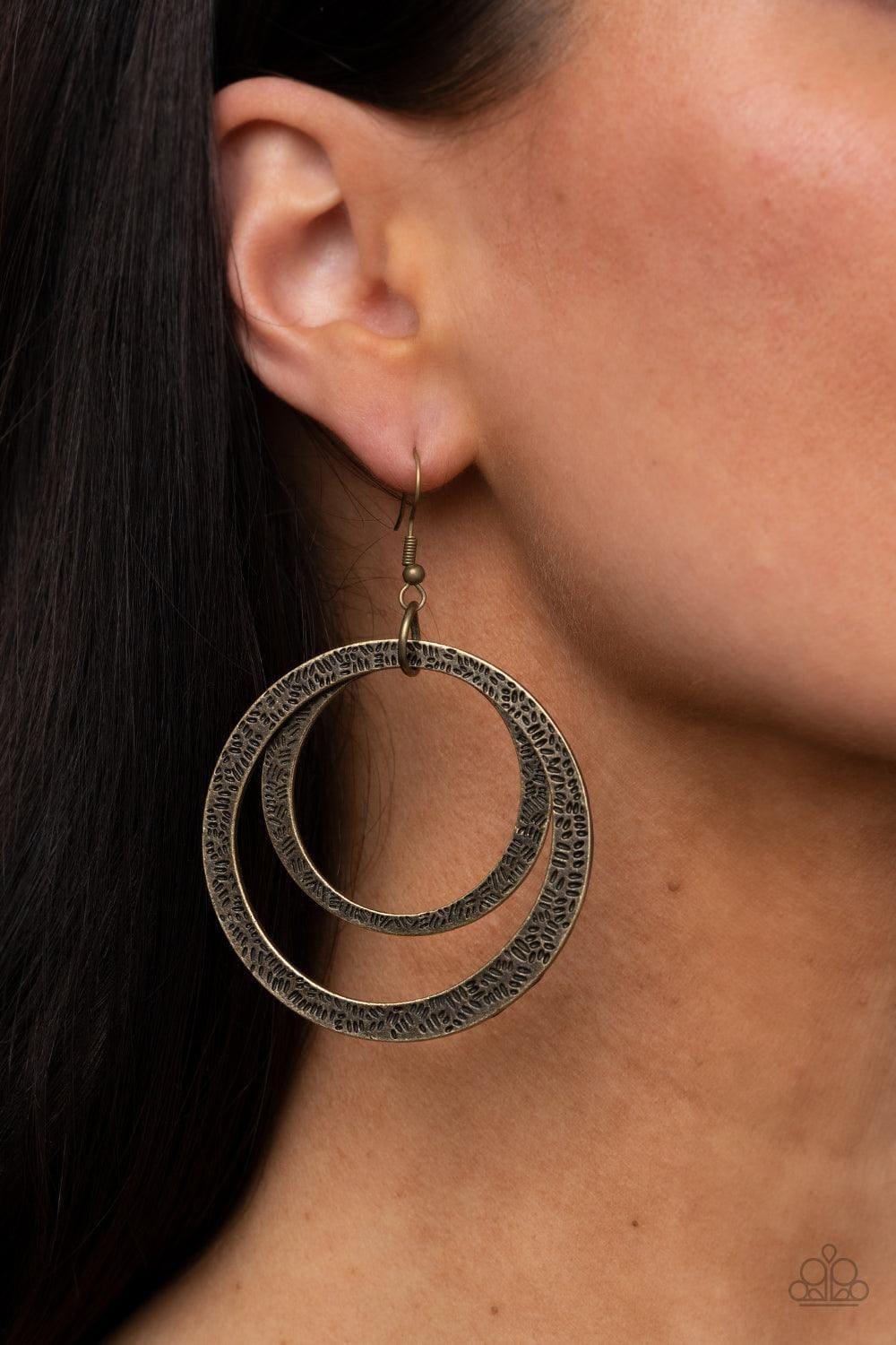 Paparazzi Accessories - Rounded Out - Brass Earrings - Bling by JessieK