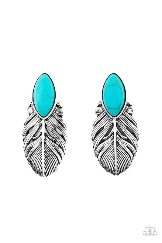 Paparazzi Accessories - Rural Roadrunner - Blue Turquoise Post Earrings - Bling by JessieK