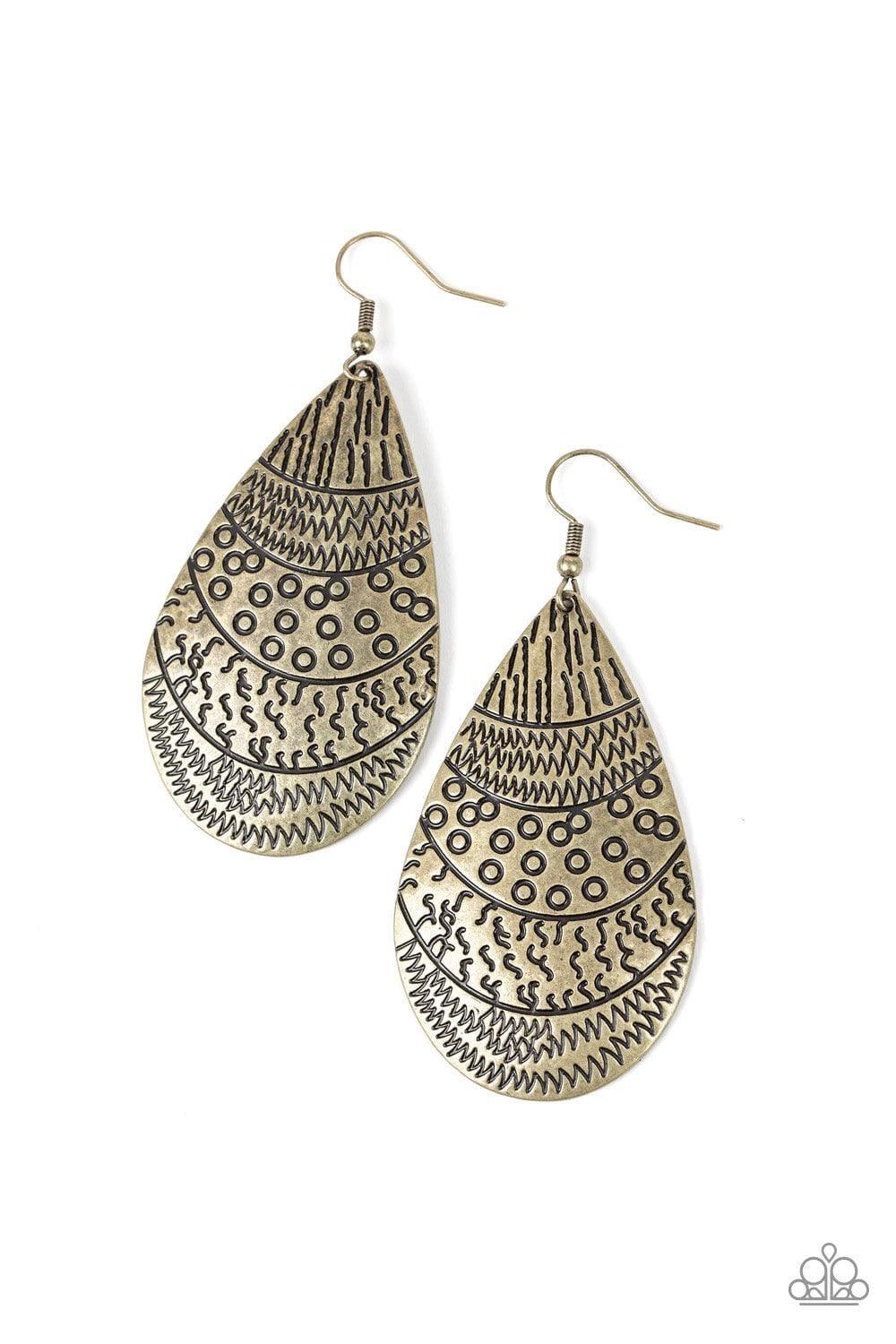 Paparazzi Accessories - Safari Splash - Brass Earrings - Bling by JessieK